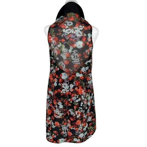 BCBG Shear Floral Sleeveless V-Neck Button Up Blouse Or Micro Mini Size XS - Picture 2 of 16